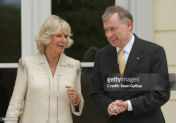 Camilla, Duchess of Cornwall and German President Horst Koehler chat at Bellevue Palace on April 29, 2009 in Berlin Germany. Prince Charles, Prince...