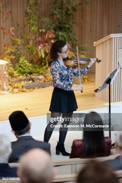 Violinist performs during Camilla, Duchess of Cornwall and His Royal Highness Sultan Nazrin Shah of Perak, Malaysia's visits to Worcester College...