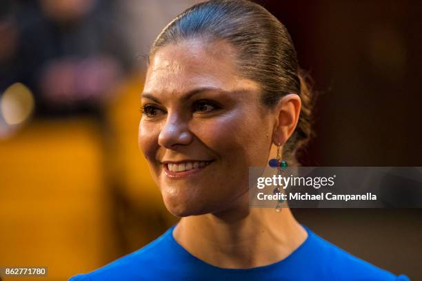 Crown Princess Victoria of Sweden attends a seminar at Riksdag in connection with the centenary of Finnish Independence on October 18, 2017 in...