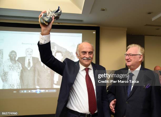 Franco Arese and Pekka Vasala attend the 'Divieto di sosta' book presentation on October 18, 2017 in Milan, Italy.