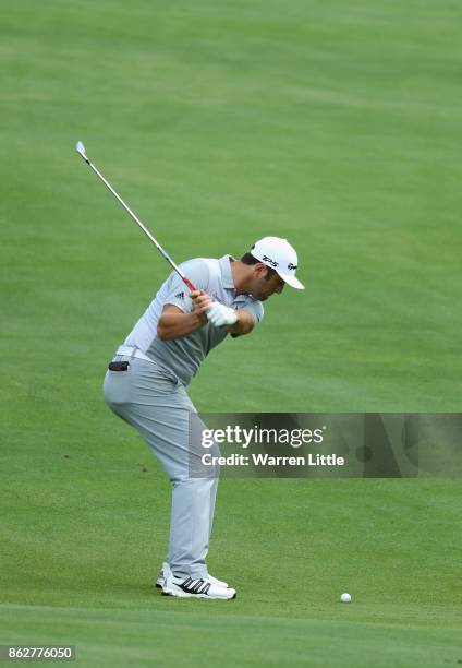 Jon Rahm of Spain in action during the pro am ahead of the Andalucia Valderrama Masters at Real Club Valderrama on October 18, 2017 in Cadiz, Spain.