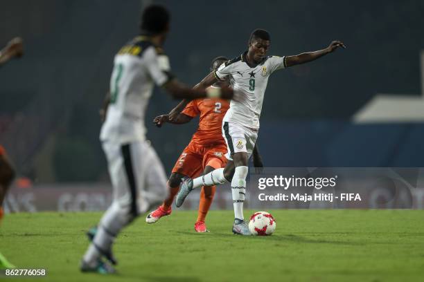 Richard Danso of Ghana scores his team's second goal to make it 2-0 during the FIFA U-17 World Cup India 2017 Round of 16 match between Ghana v Niger...