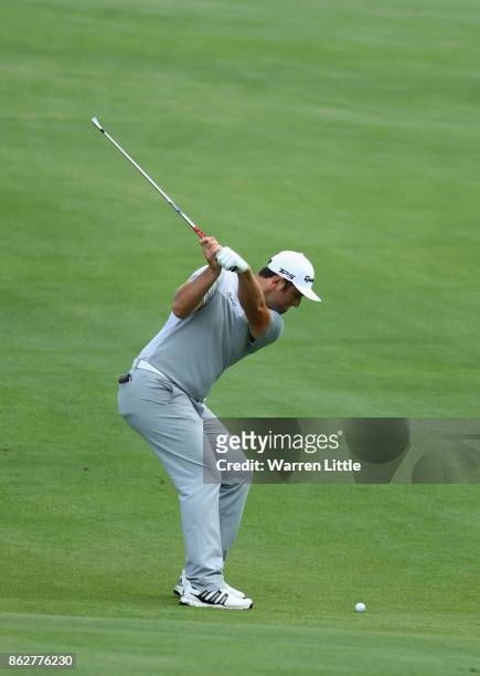 Jon Rahm of Spain in action during the pro am ahead of the Andalucia Valderrama Masters at Real Club Valderrama on October 18, 2017 in Cadiz, Spain.
