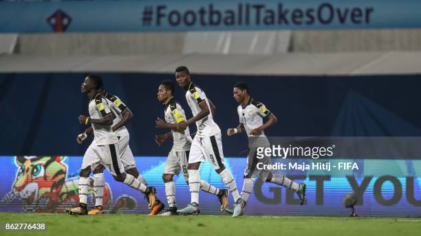 Richard Danso of Ghana celebrates with his team-mates after scoring his team's second goal to make it 2-0 during the FIFA U-17 World Cup India 2017...