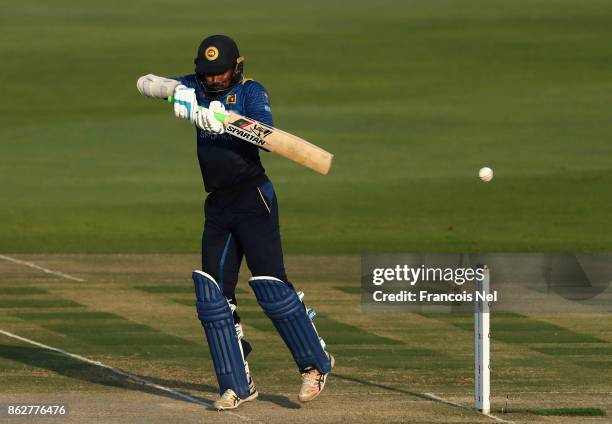 Upul Tharanga of Sri Lanka bats during the third One Day International match between Pakistan and Sri Lanka at Zayed Cricket Stadium on October 18,...