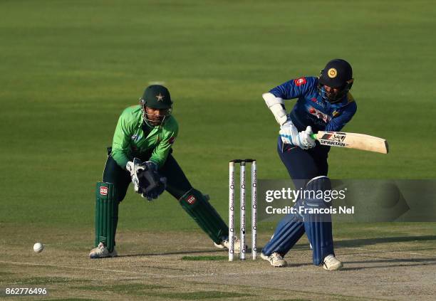 Upul Tharanga of Sri Lanka bats during the third One Day International match between Pakistan and Sri Lanka at Zayed Cricket Stadium on October 18,...