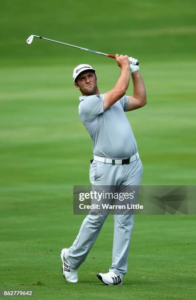 Jon Rahm of Spain in action during the pro am ahead of the Andalucia Valderrama Masters at Real Club Valderrama on October 18, 2017 in Cadiz, Spain.