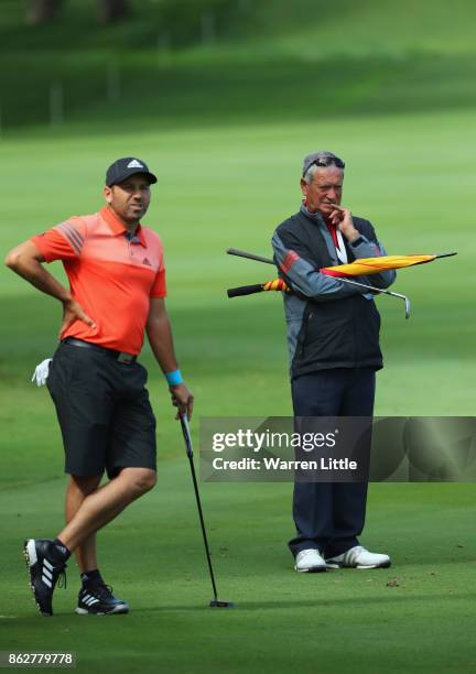 Victor Garcia, father of Sergio Garcia of Spain looks on during the pro am ahead of the Andalucia Valderrama Masters at Real Club Valderrama on...