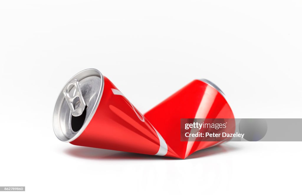 CRUSHED SODA CAN FOR RECYCLING