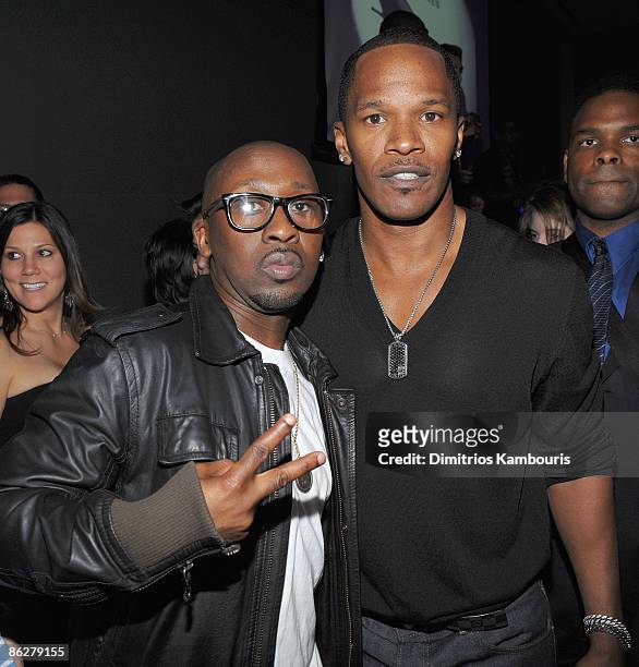Neil McKnight and Jaime Foxx attend the grand opening celebration at The Chandelier Room at W Hoboken on April 23, 2009 in New York City.