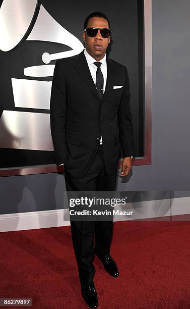 Jay-Z arrives to the 51st Annual GRAMMY Awards at the Staples Center on February 8, 2009 in Los Angeles, California.