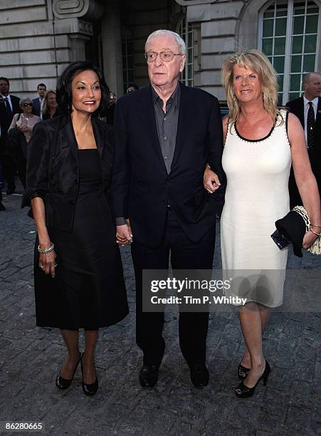 Shakira Caine, Michael Caine and Dominique Caine arrive for the premiere of "Is Anybody There?" at the Curzon Mayfair cinema on April 29, 2009 in...