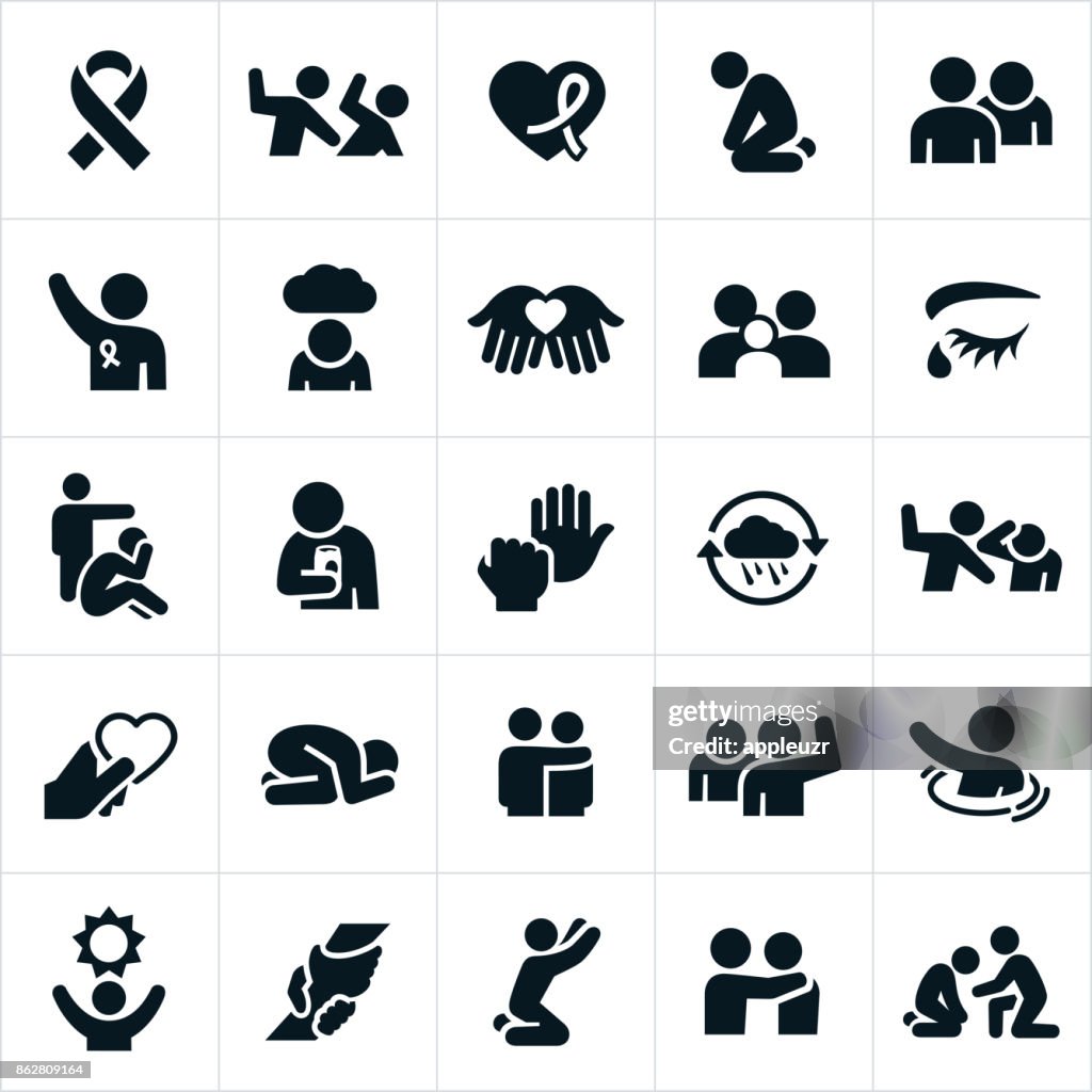 Huiselijk geweld pictogrammen