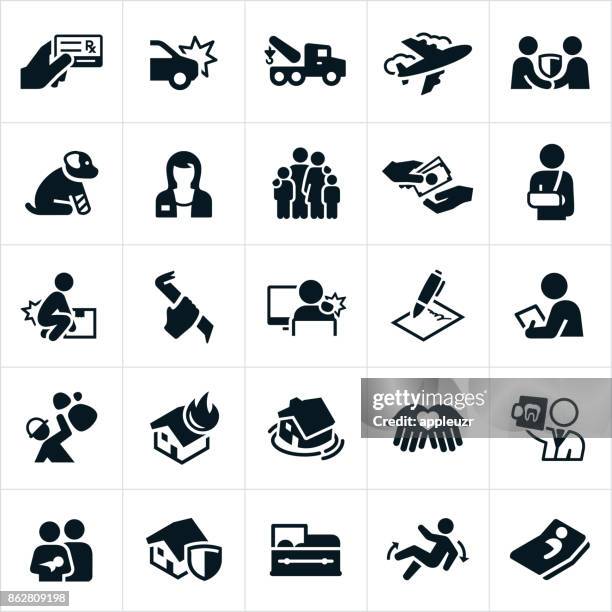 insurance icons - accident hospital stock illustrations