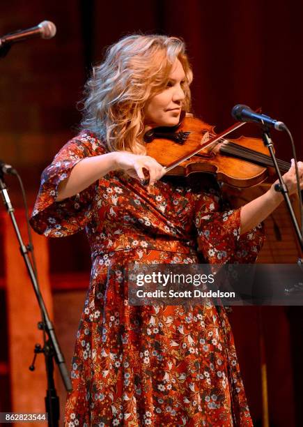Singer Alison Krauss performs onstage at The Greek Theatre on October 17, 2017 in Los Angeles, California.