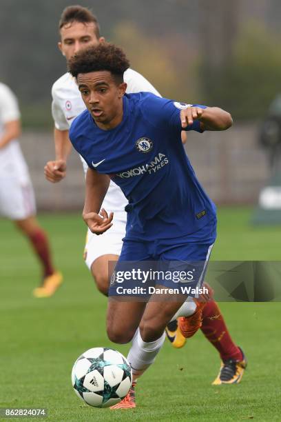 Jacob Maddox of Chelsea during the UEFA Youth League group C match between Chelsea FC U19 and AS Roma U19 at Chelsea Training Ground on October 18,...