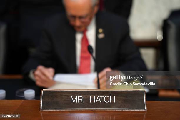 Senate Judiciary Committee member Sen. Orrin Hatch prepares to question U.S. Attorney General Jeff Sessions before a hearing in the Hart Senate...