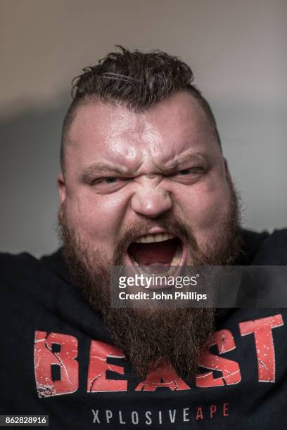 Eddie Hall, who was recently crowned the worlds strongest man, poses for a portrait after setting a new World Record for the Silver Dollar Deadlift...