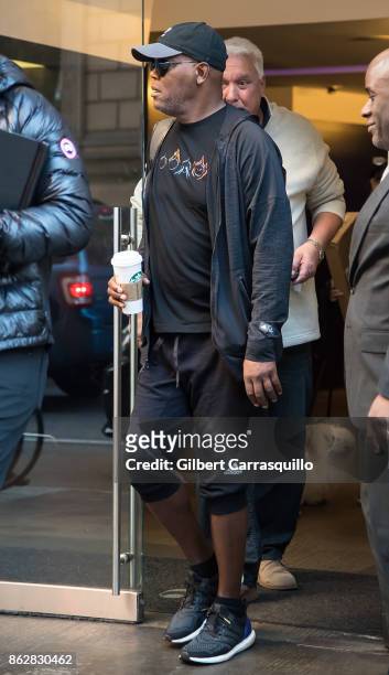 Actor Samuel L. Jackson is seen heading to the set of 'Glass', a sequel to M. Night Shyamalan's thriller Unbreakable on October 18, 2017 in...