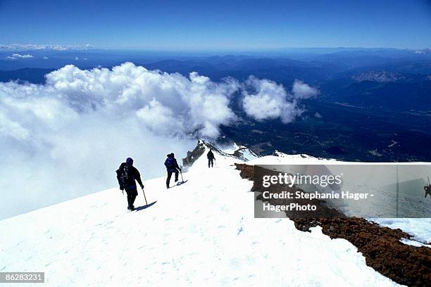 people descending mountain - mount shasta stock pictures, royalty-free photos & images