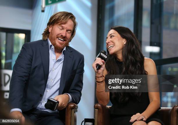 Chip Gaines and Joanna Gaines discuss new book, "Capital Gaines: Smart Things I Learned Doing Stupid Stuff" at Build Studio on October 18, 2017 in...