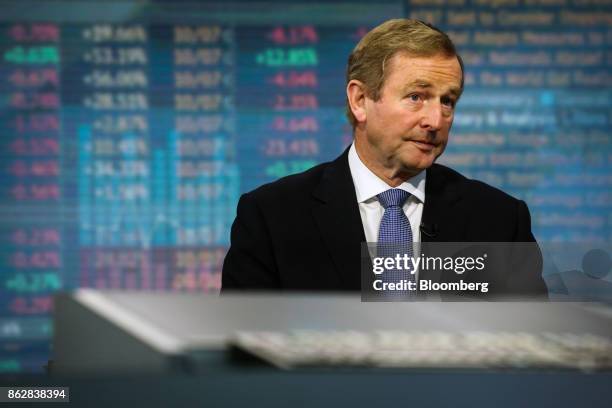 Enda Kenny, Ireland's former prime minister, listens during a Bloomberg Television interview in New York, U.S., on Wednesday, Oct. 18, 2017. A...