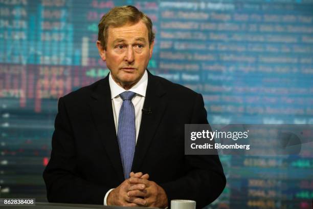 Enda Kenny, Ireland's former prime minister, listens during a Bloomberg Television interview in New York, U.S., on Wednesday, Oct. 18, 2017. A...