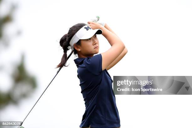 Michigan's Kathy Lim on the 1st tee during the first round of the Ruth's Chris Tar Heel Invitational Women's Golf Tournament on October 13 at the UNC...