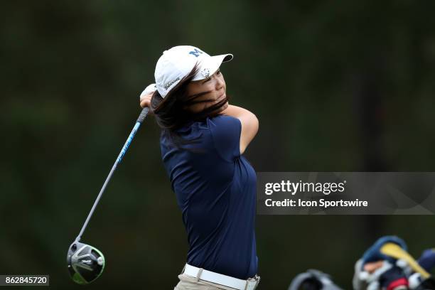 Michigan's Megan Kim on the 4th tee during the first round of the Ruth's Chris Tar Heel Invitational Women's Golf Tournament on October 13 at the UNC...