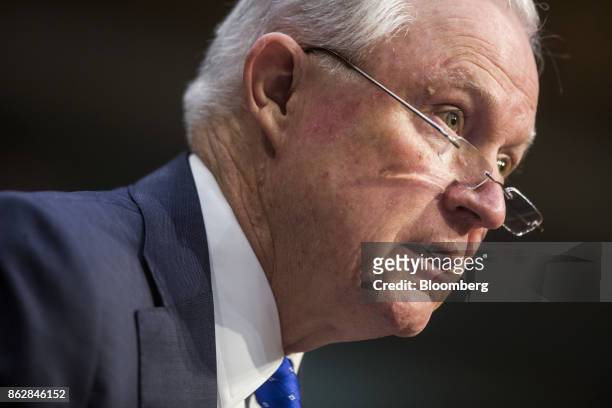 Jeff Sessions, U.S. Attorney general, testifies during a Senate Judiciary Committee hearing in Washington, D.C., U.S., on Wednesday, Oct. 18, 2017....