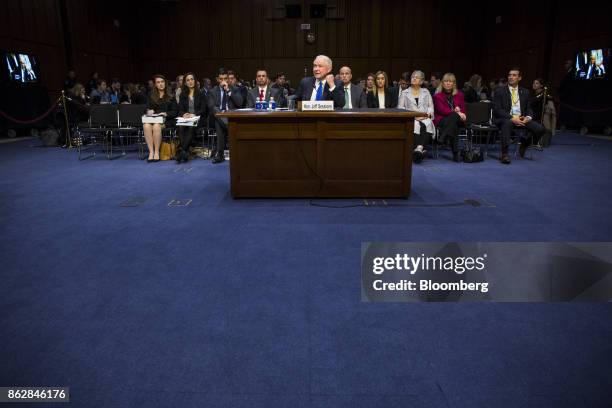 Jeff Sessions, U.S. Attorney general, testifies during a Senate Judiciary Committee hearing in Washington, D.C., U.S., on Wednesday, Oct. 18, 2017....