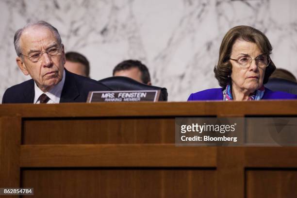 Senator Chuck Grassley, a Republican from Iowa and chairman of the Senate Judiciary Committee, left, and ranking member Senator Dianne Feinstein, a...