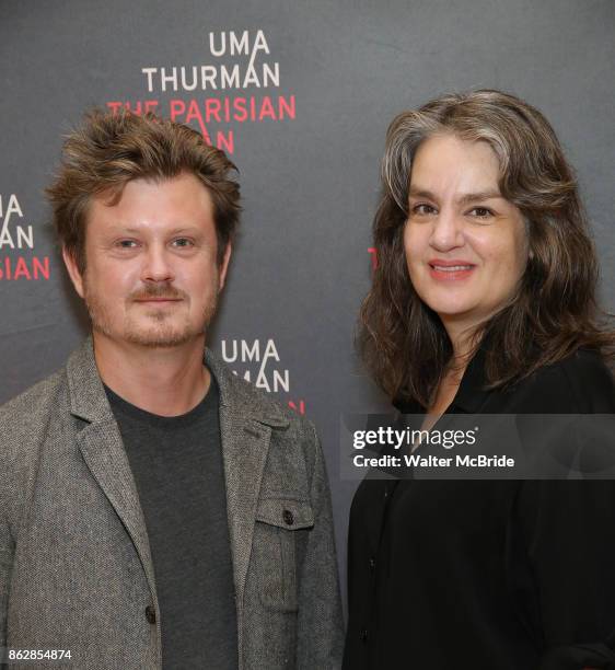 Playwright Beau Willimon and director Pam MacKinnon attend the Meet & Greet Photo Call for the cast of Broadway's 'The Parisian Woman' at the New...