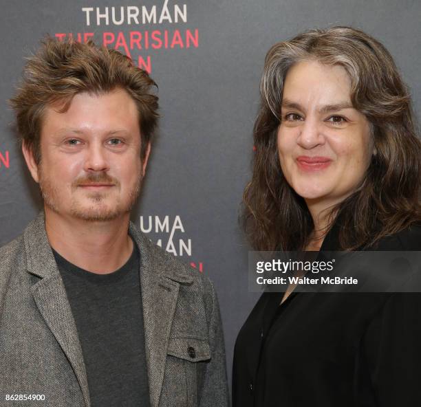 Playwright Beau Willimon and director Pam MacKinnon attend the Meet & Greet Photo Call for the cast of Broadway's 'The Parisian Woman' at the New...