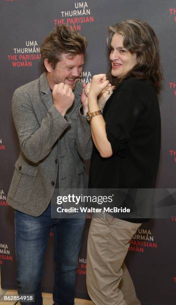 Playwright Beau Willimon and director Pam MacKinnon attend the Meet & Greet Photo Call for the cast of Broadway's 'The Parisian Woman' at the New...