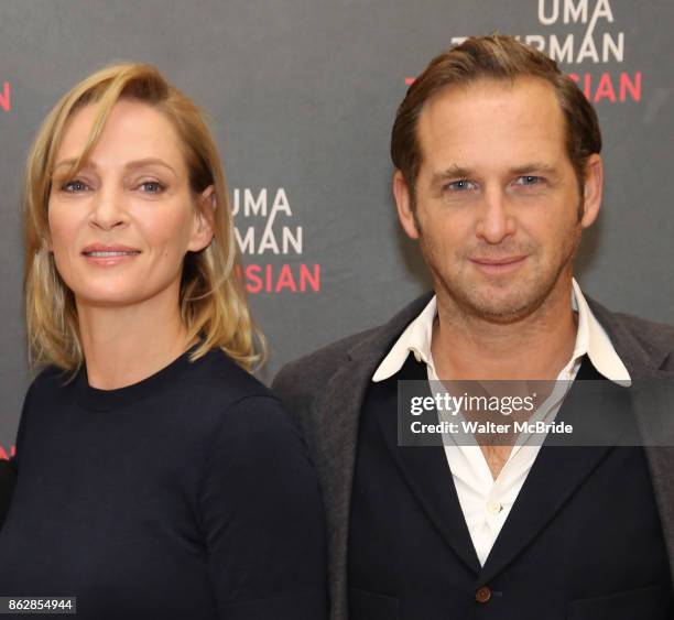 Uma Thurman and Josh Lucas attend the Meet & Greet Photo Call for the cast of Broadway's 'The Parisian Woman' at the New 42nd Street Studios on...