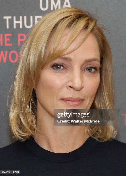 Uma Thurman attends the Meet & Greet Photo Call for the cast of Broadway's 'The Parisian Woman' at the New 42nd Street Studios on October 18, 2017 in...