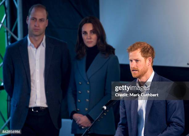 Prince William, Duke of Cambridge and Catherine, Duchess of Cambridge with Prince Harry attend the Coach Core graduation ceremony for more than 150...