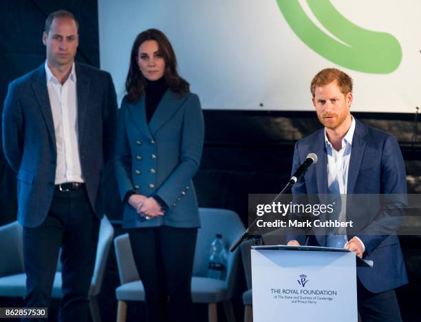 Prince William, Duke of Cambridge and Catherine, Duchess of Cambridge with Prince Harry attend the Coach Core graduation ceremony for more than 150...