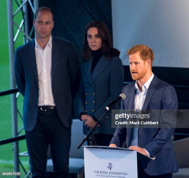 Prince William, Duke of Cambridge and Catherine, Duchess of Cambridge with Prince Harry attend the Coach Core graduation ceremony for more than 150...