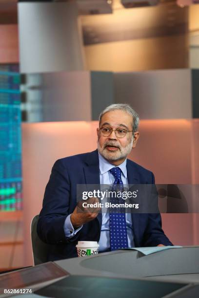 Binky Chadha, chief global strategist of Deutsche Bank Securities Inc., speaks during a Bloomberg Television interview in New York, U.S., on...