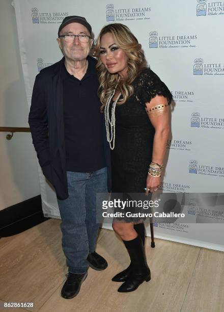 Phil Collins and Orianne Cevey attends the Little Dreams Foundation Gala Press Conference at Faena Hotel on October 18, 2017 in Miami Beach, Florida.