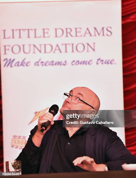 Phil Collins attends the Little Dreams Foundation Gala Press Conference at Faena Hotel on October 18, 2017 in Miami Beach, Florida.