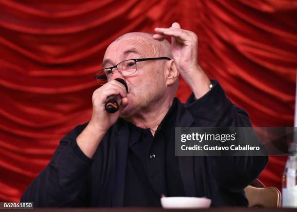 Phil Collins attends the Little Dreams Foundation Gala Press Conference at Faena Hotel on October 18, 2017 in Miami Beach, Florida.