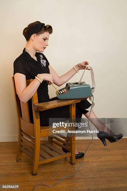 retro court clerk - transkription stock-fotos und bilder