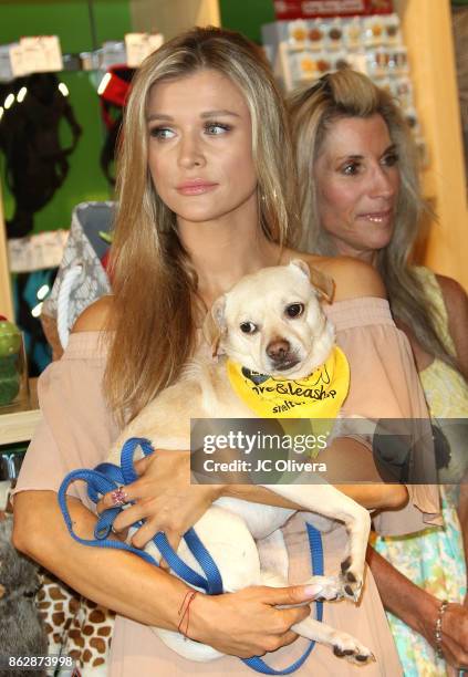 Model Joanna Krupa attends a press conference celebrating Calfornia Governor Jerry Brown signing California assembly Bill 485: The Pet Rescue and...