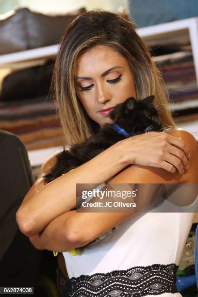 Actor Katie Cleary attends a press conference celebrating Calfornia Governor Jerry Brown signing California assembly Bill 485: The Pet Rescue and...
