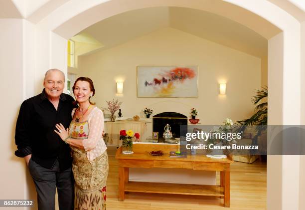 Actor Stacy Keach with wife Malgosia Tomassi photographed at home on April 28 in Los Angeles, California.