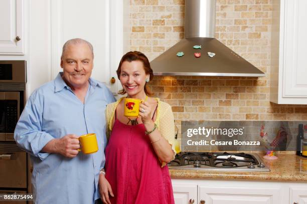 Actor Stacy Keach and wife Malgosia Tomassi photographed at home on April 28 in Los Angeles, California.