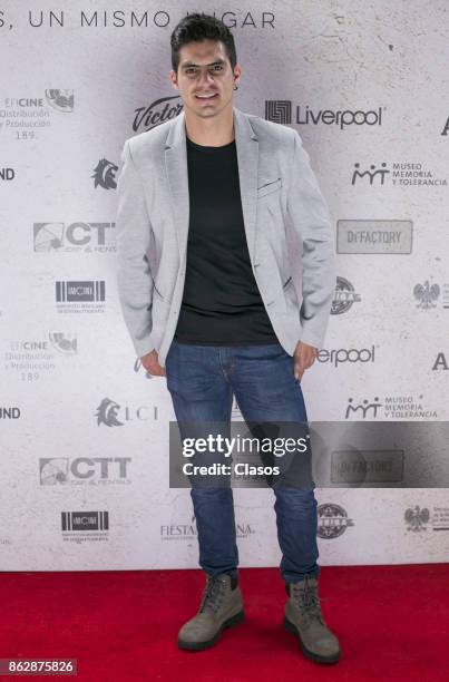Mexican actor Axel Alcantara poses during the premiere of the Mexican film 'La Habitación' at Cinepolis Patio Universidad on October 17, 2017 in...